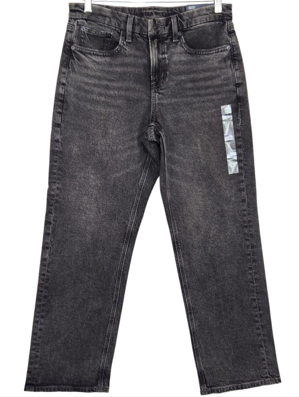 American Eagle High Rise Stretch Curvy Straight Jean Washed Black 8 Regular NWT